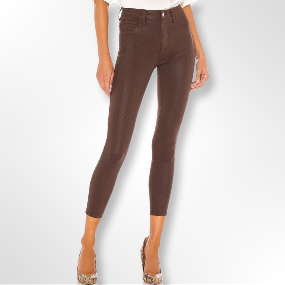 L'AGENCE Margot Skinny High Rise Cocoa Coated Jeans US25 ($270)